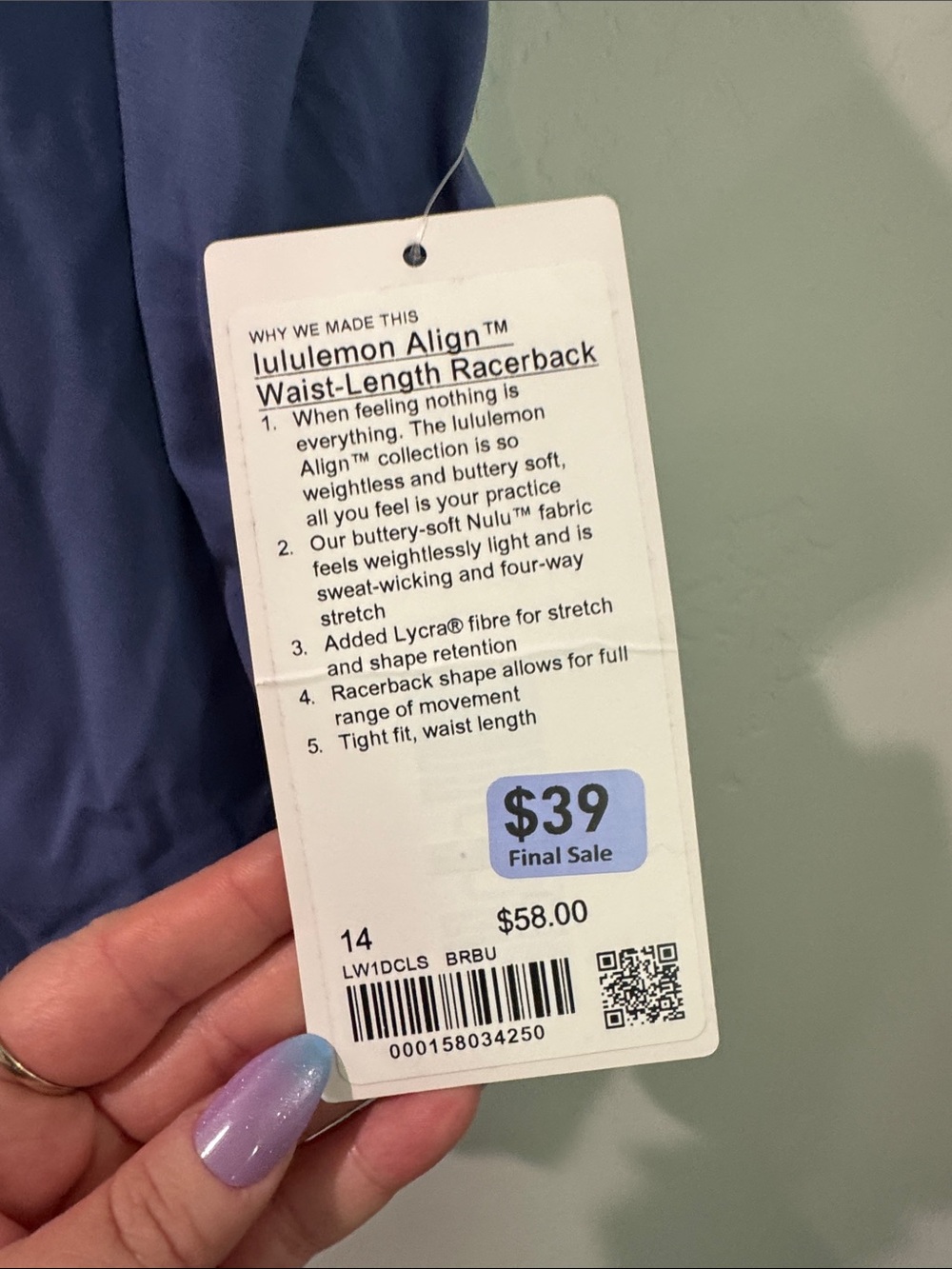 Lululemon blue Racerback Tank - Picture 4 of 5